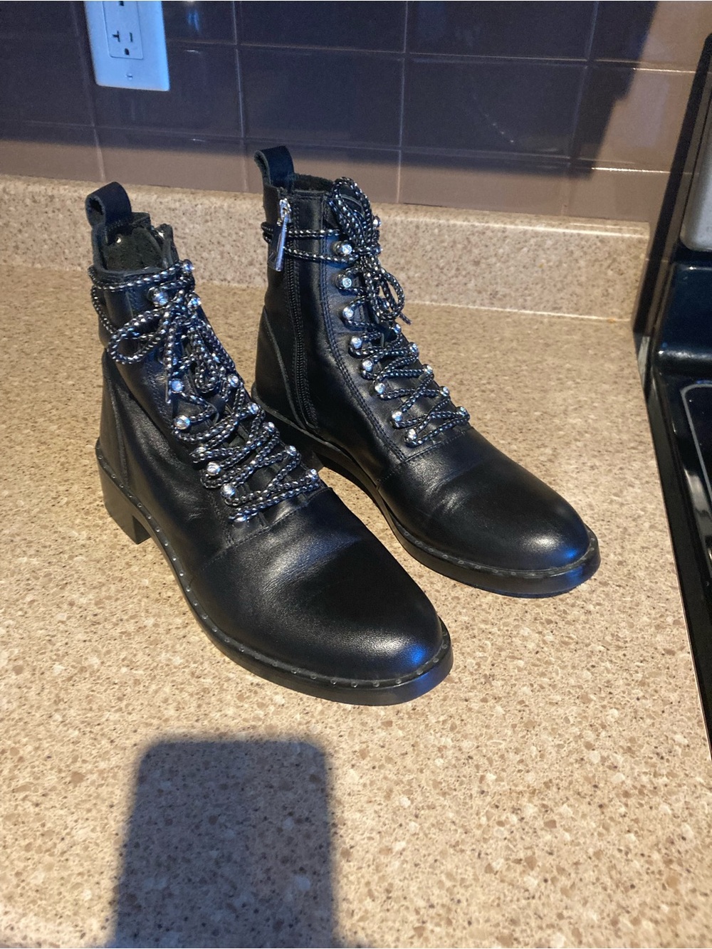 Women’s Black genuine leather Lace-Up ankle Boots